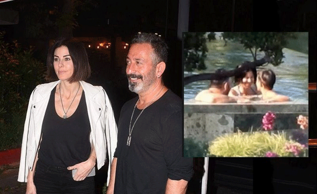 Cem Yılmaz sevgilisi Defne Samyeli ve oğlu Kemal ile havuz keyfi yaptı