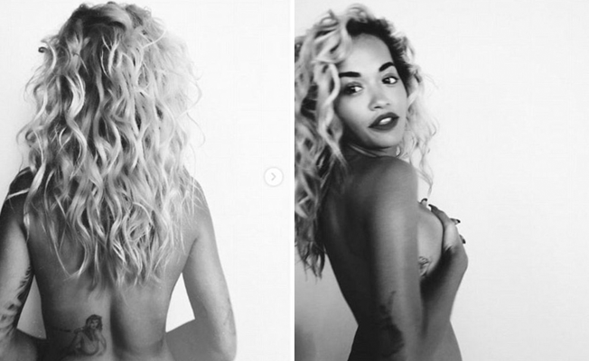 Rita Ora'dan üstsüz paylaşım
