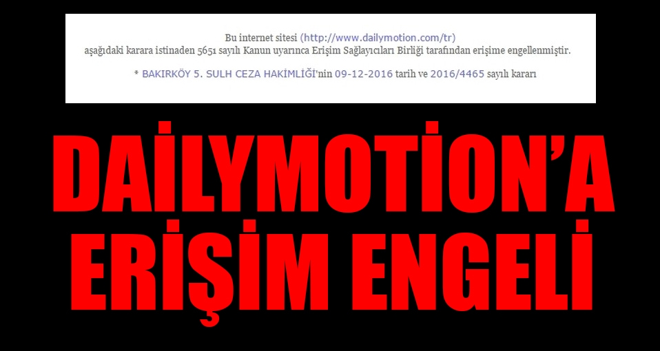 Dailymotion'a erişim engellendi