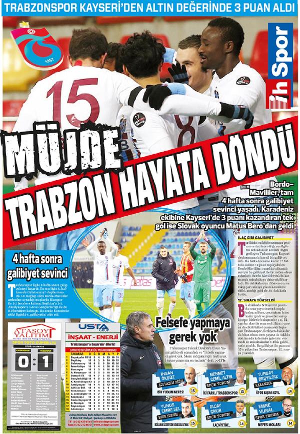 Trabzonspor'da galibiyet Yanal'a armağan