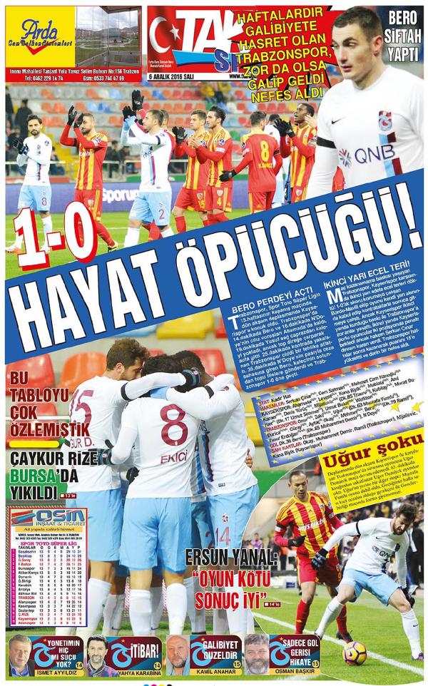 Trabzonspor'da galibiyet Yanal'a armağan