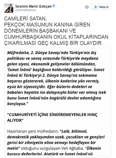 Gökçek'ten İnönü tweetleri