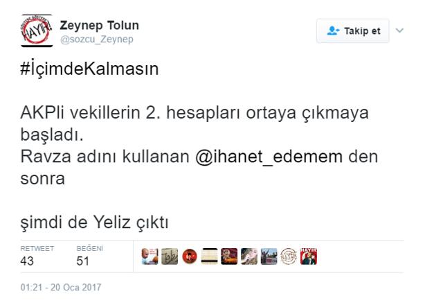AKP'li vekil fake isimle hesap açarsa: Ah Yeliz zalım Yeliz