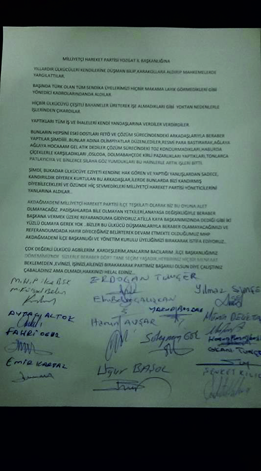 Ülkücülerden MHP genel Merkezine 9 maddelik 'hayır' bildirisi