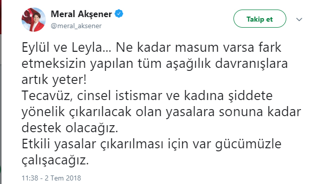 Meral Akşener: Tüm aşağılık davranışlara artık yeter!