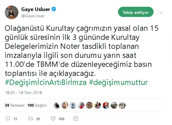 CHP&#039;li Usluer: Olağanüstü kurultaya giderek delegeyle yüzleşilmeli