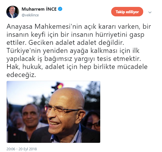 İnce: Geciken adalet, adalet değildir