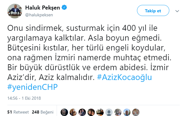İzmir Aziz’dir, Aziz kalmalıdır