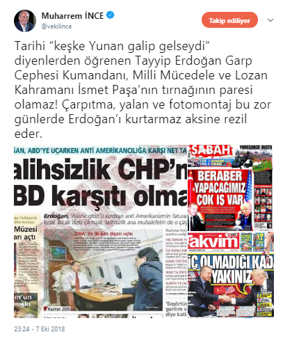 İnce: Erdoğan, İsmet Paşa&#039;nın tırnağının paresi olamaz!
