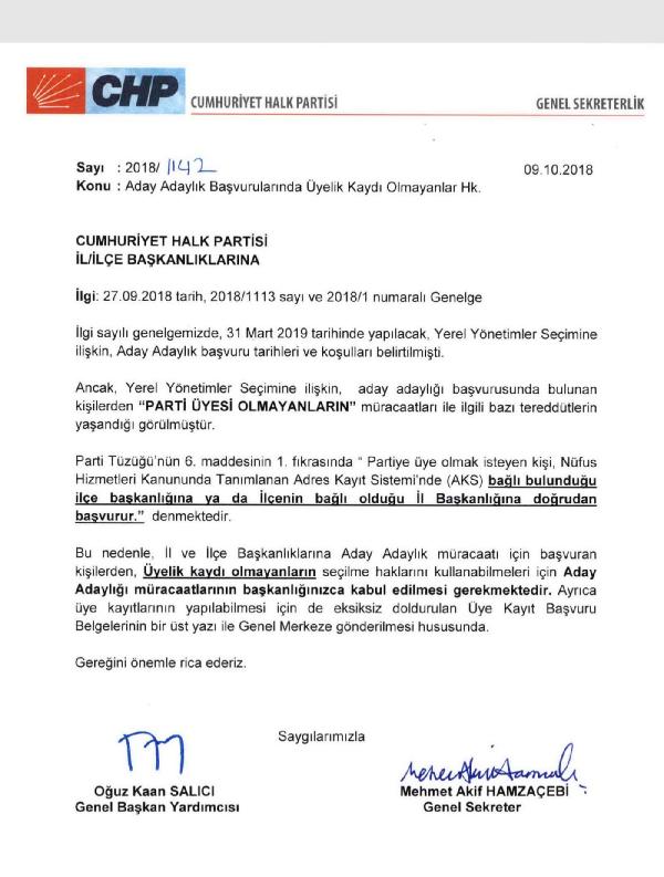 CHP'den örgütlere 'aday' uyarısı