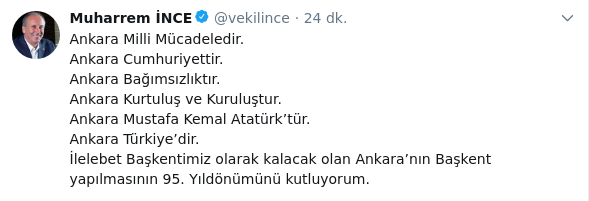 İnce: Ankara Mustafa Kemal Atatürk’tür
