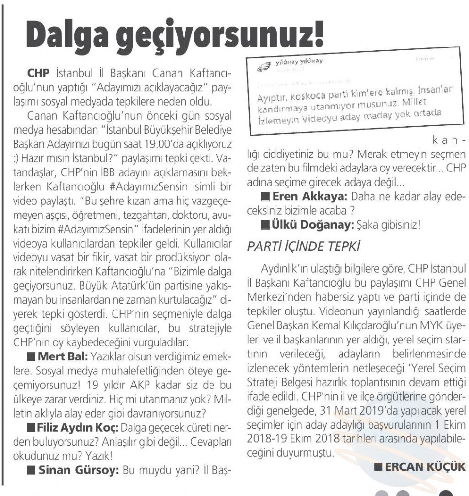 Kaftancıoğlu’nun ‘Adayımızı açıklayacağız’ paylaşımına seçmenden ve parti içinden sert tepki!