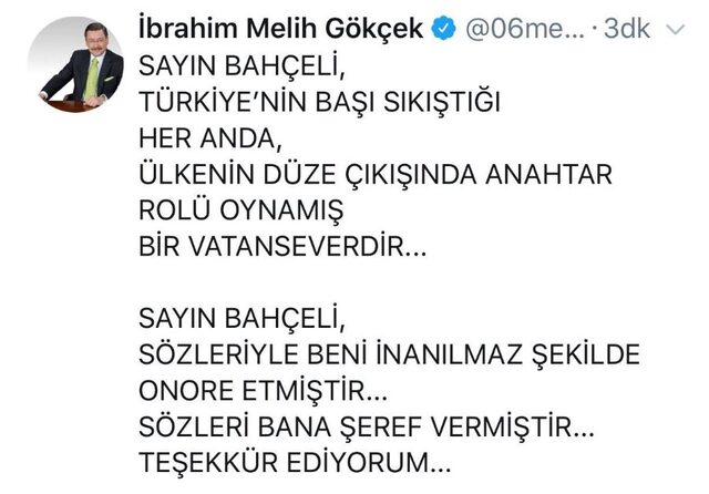Gökçek'ten Bahçeli'nin sözlerine yanıt!