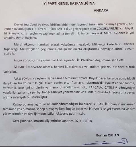İYİ Parti'de istifa! Akşener'e saray suçlaması