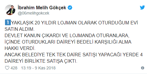 Melih Gökçek milyon TL'lik daireyi nasıl aldığını açıkladı