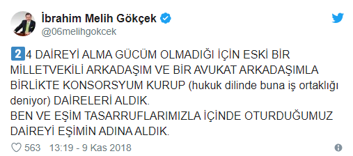 Melih Gökçek milyon TL'lik daireyi nasıl aldığını açıkladı