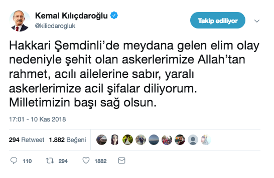 Kılıçdaroğlu&#039;ndan şehitlere ilişkin açıklama