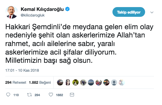 Kılıçdaroğlu'ndan şehitlere ilişkin açıklama