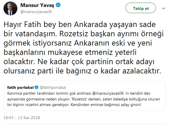 Mansur Yavaş&#039;tan Fatih Portakal&#039;a jet yanıt