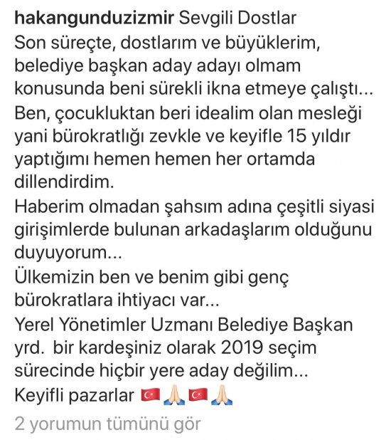 Gündüz'den flaş adaylık açıklaması