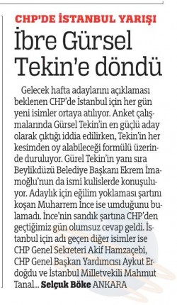 CHP'de ibre Gürsel Tekin’e döndü