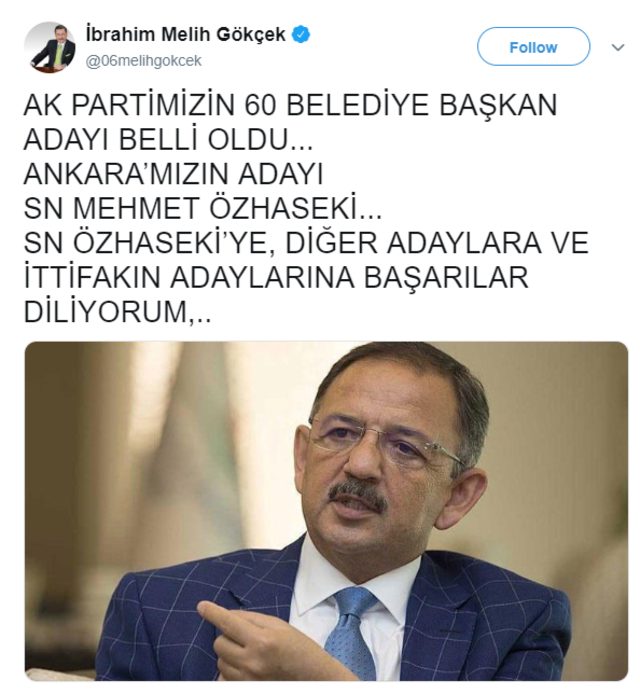 Gökçek'ten AKP'yi karıştıracak Özhaseki hamlesi!