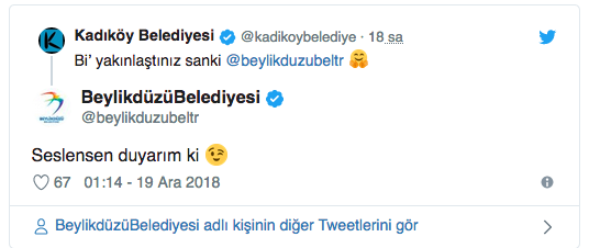 İki belediye arasında gülümseten diyalog