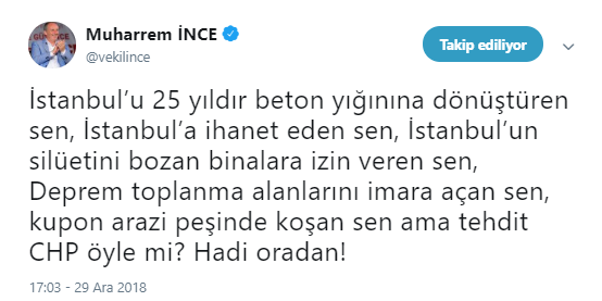 İnce'den Erdoğan' jet yanıt: Hadi oradan!