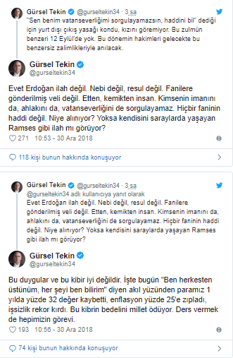 Gürsel Tekin&#039;den Erdoğan&#039;a sert eleştiri!