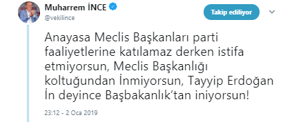 Muharrem İnce'den 'istifa' çağrısı!