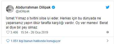 Yeni Akit yazarından İsmet Yılmaz&#039;a: O tweeti sil