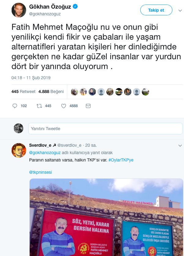 Athena Gökhan&#039;dan Maçoğlu&#039;na destek