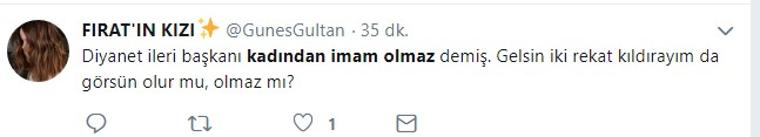 Diyanet İşleri Başkanı&#39;nın &#39;kadından imam olmaz&#39; sözleri tartışma yarattı