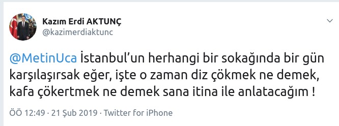 Ülkü Ocakları başkanından Metin Uca&#039;ya tehdit!