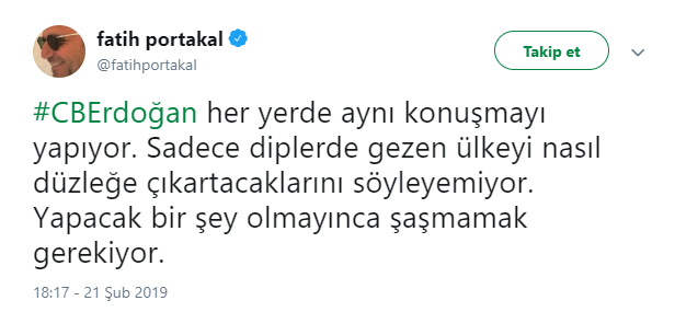 Fatih Portakal&#039;dan Erdoğan&#039;a: Her yerde aynı konuşmayı yapıyor