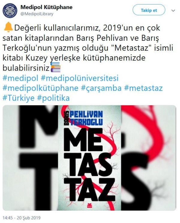 Bakan&#039;ın üniversitesi Menzilcilerin örgütlenme kitabını önerdi