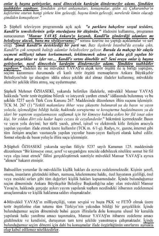Mansur Yavaş&#039;tan Özhaseki hakkında suç duyurusu