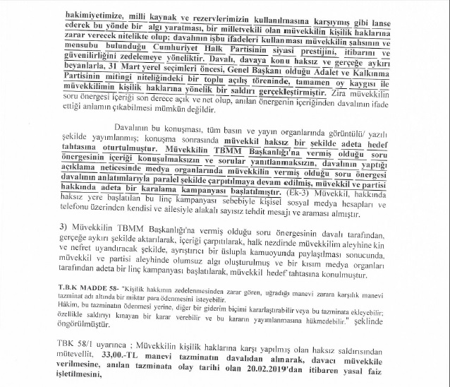 CHP&#039;li vekilden Erdoğan&#039;a tazminat davası