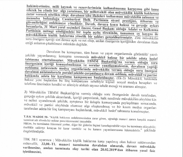 CHP&#039;li vekilden Erdoğan&#039;a tazminat davası