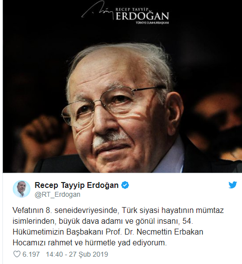 Erdoğan&#039;dan Erbakan mesajı