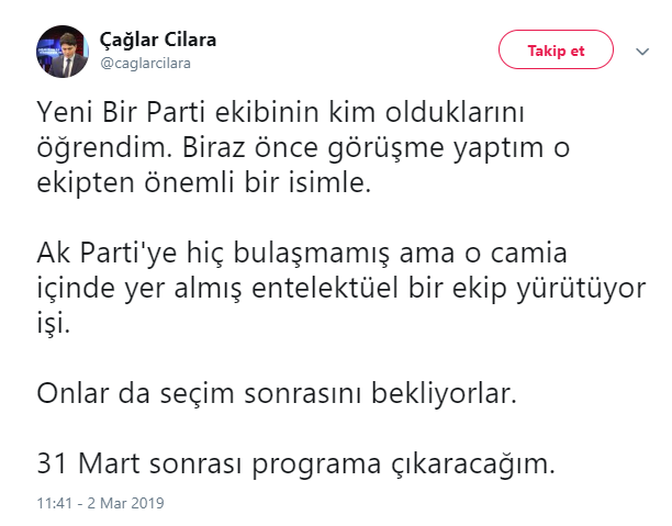 Çağlar Cilara: Yeni parti ekibinin kim olduğunu öğrendim