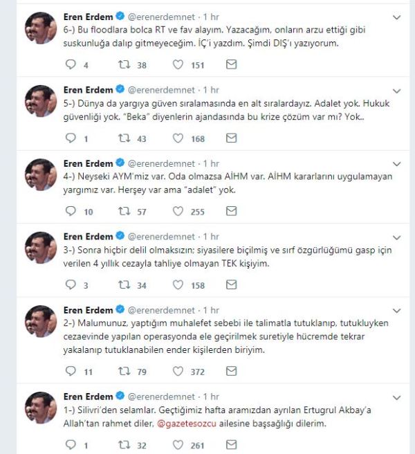 Eren Erdem&#39;den mesaj var