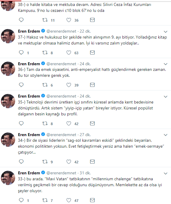 Eren Erdem&#39;den mesaj var