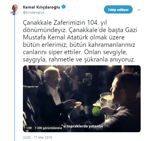 Kılıçdaroğlu&#039;ndan &#039;Çanakkale Zaferi&#039; mesajı