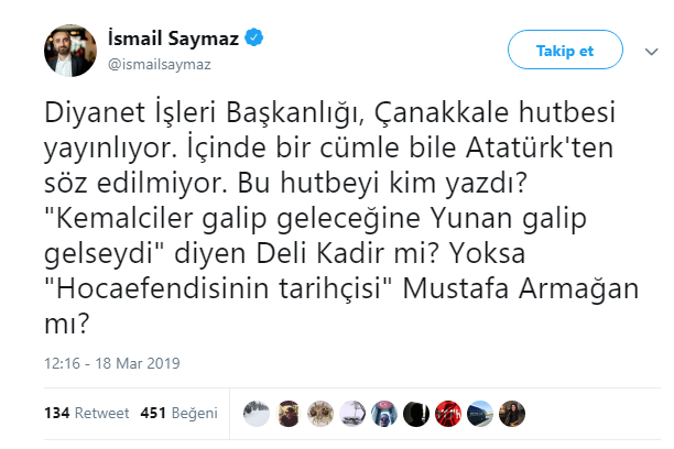 İsmail Saymaz Diyanet&#039;e sordu: Bu hutbeyi Deli Kadir mi yazdı?