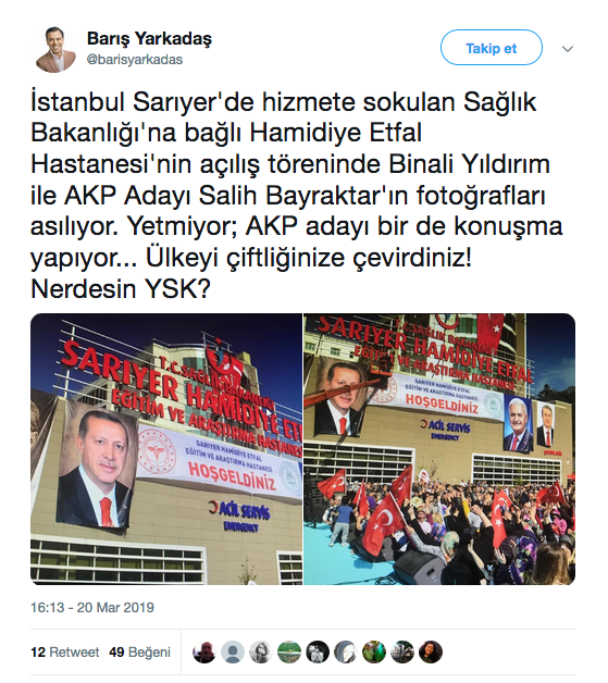 Devlet hastanesinin açılış töreni AKP&#039;nin mitingine döndü!