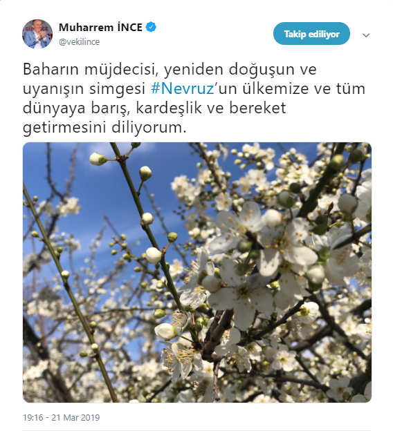 Muharrem İnce&#039;den Nevruz mesajı