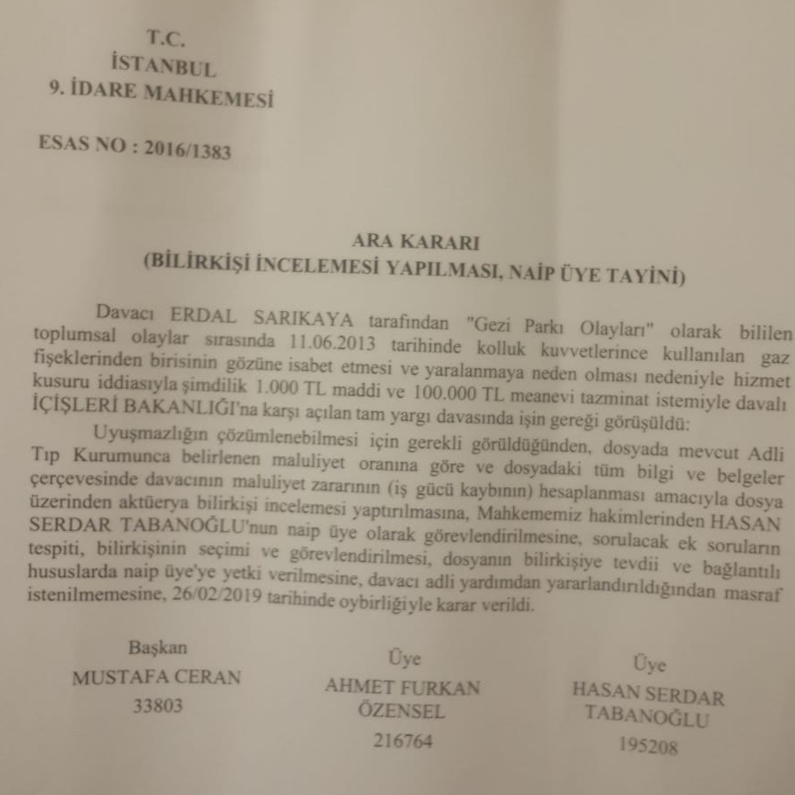 Gezi&#039;de gözünü kaybetti, 5,5 yılın ardından inceleme istendi