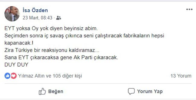 AKP&#039;li okul müdürü EYT&#039;lilere &#039;beyinsiz&#039; dedi!