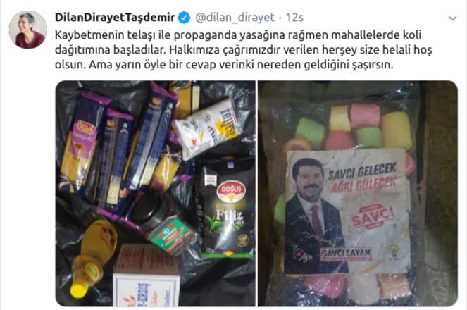 AKP&#39;liler seçim öncesi &#39;yardım&#39; kolileri dağıttı!